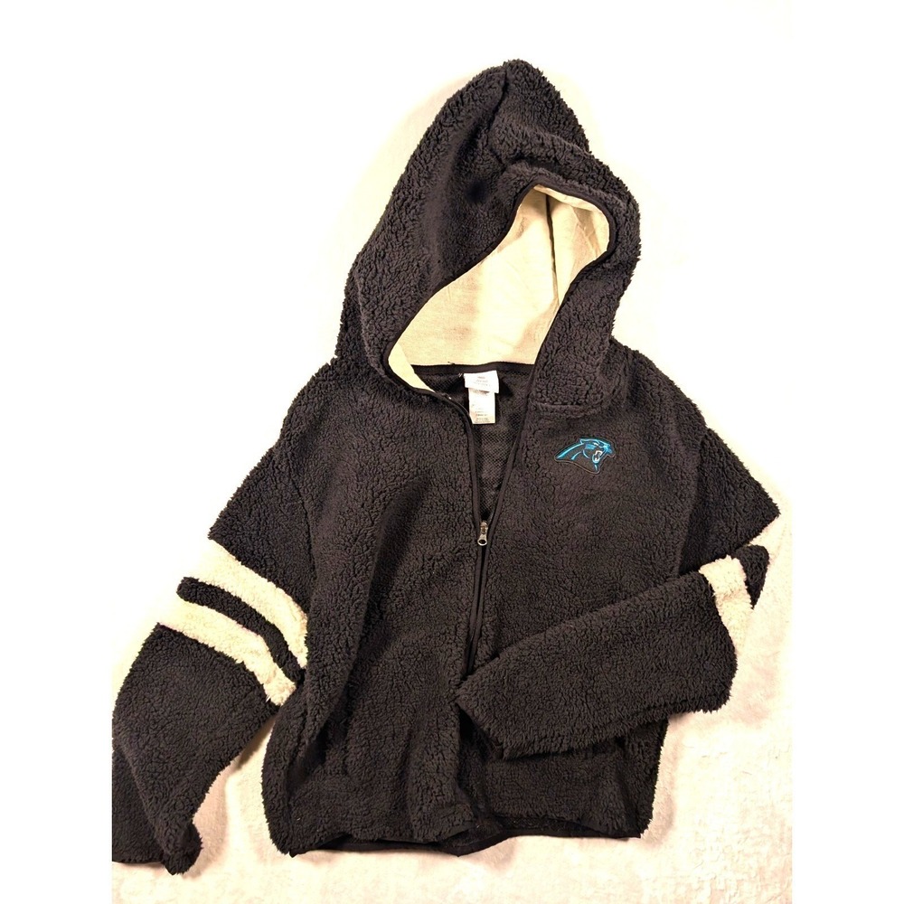 NFL Carolina Panthers Teens Apparel Sherpa Fleece Full Zip Hoodie Black XL 15/17
